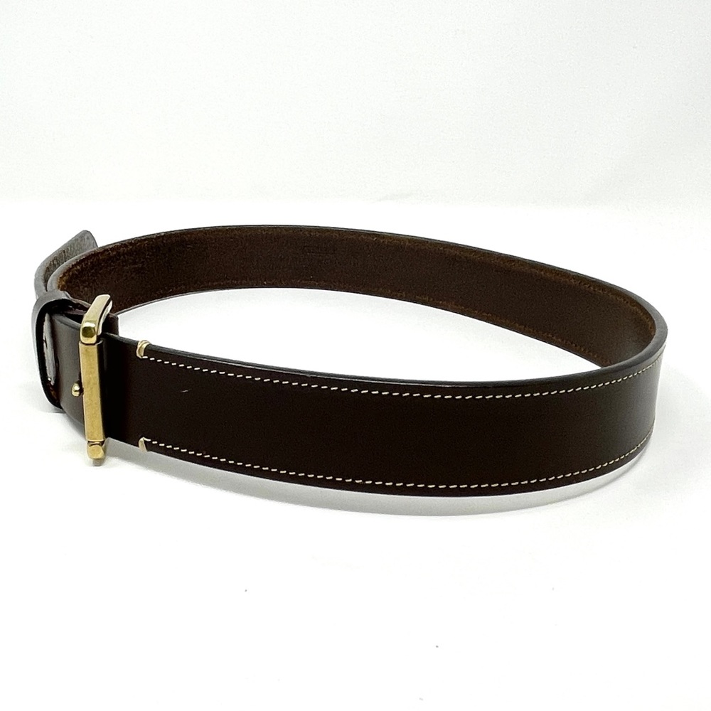 Coach Brown Leather Brass Buckle Classic Dress Fashion Italian Belt Stitching 30 - Picture 3 of 12